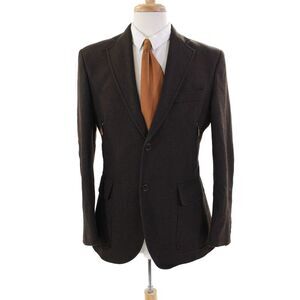 FB Class Mens Wool Two Button Long Sleeve Lined Jacket Dark Brown Size 36